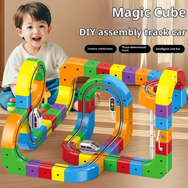 TrackCube™ - Small Train Track Cube Electric Assembled Building Block Toy