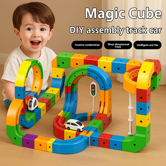 TrackCube™ - Small Train Track Cube Electric Assembled Building Block Toy